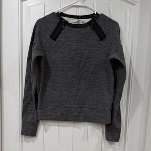 EUC J Brand Charcoal Wool Blend Sweatshirt with Black Zipper Details